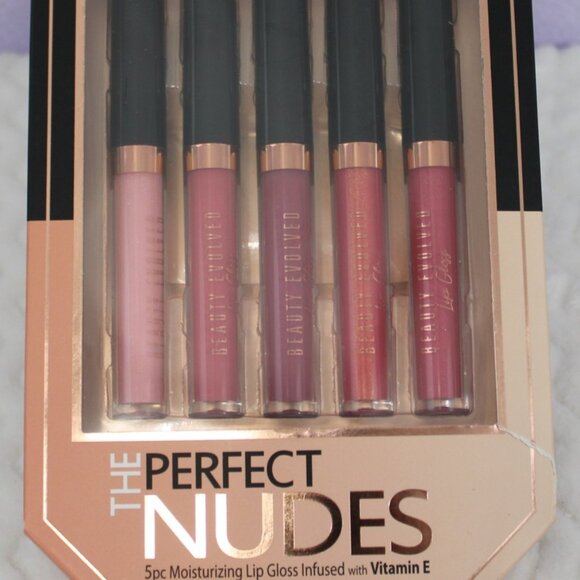 Beauty Evolved The Perfect Nudes 5pc Lip Gloss Set – Vitamin E Infused – New in - Picture 1 of 3